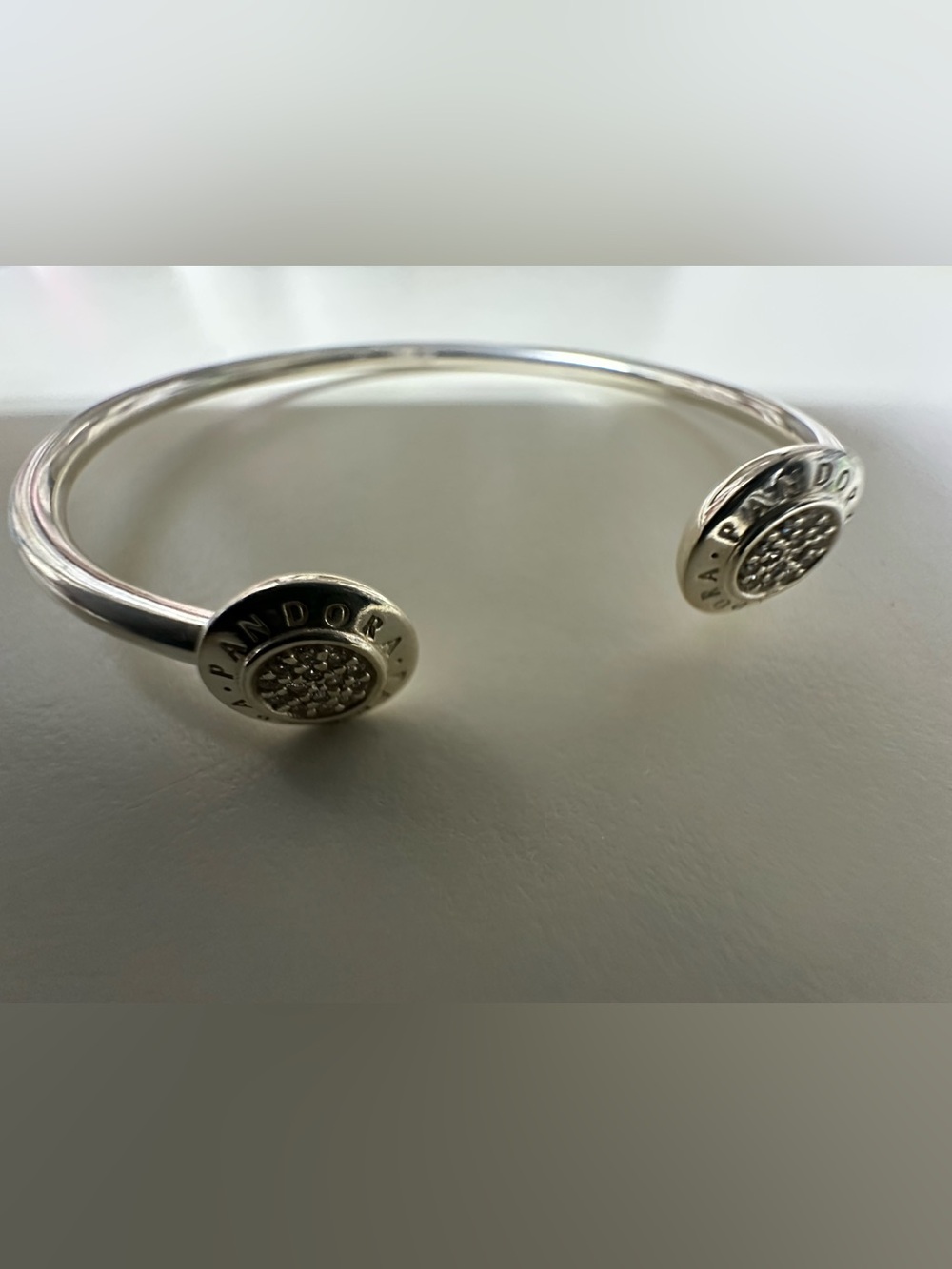 Pandora Signature Silver Open Bangle Bracelet